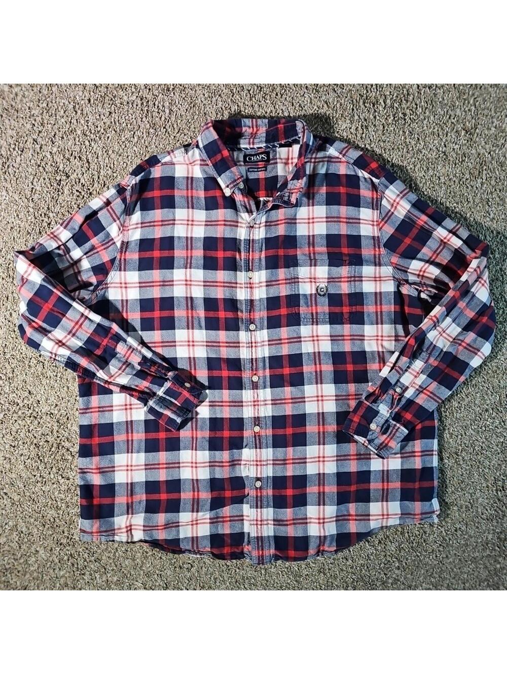 Chaps XXL Cotton Oxford Button Up Flannel Shirt